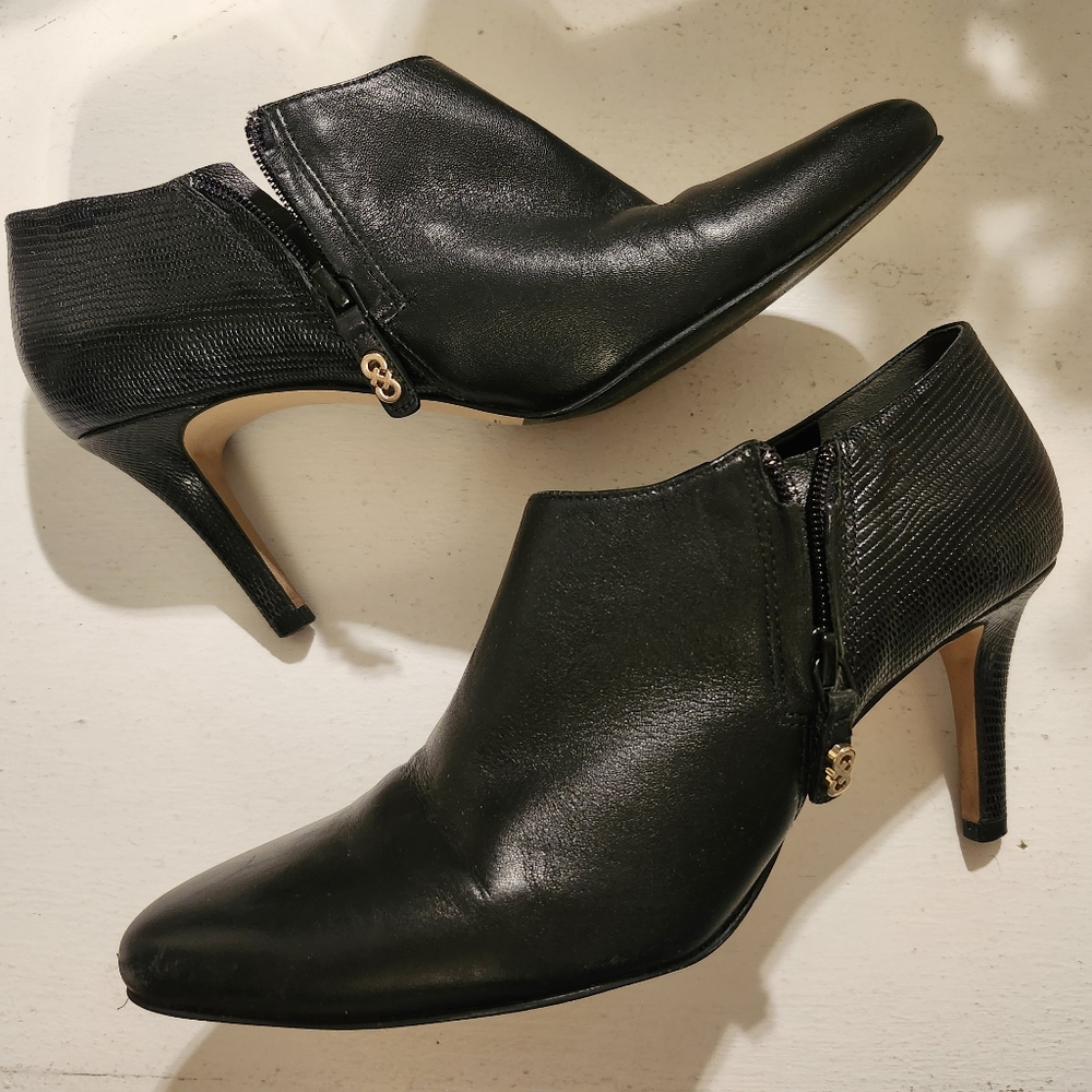 Cole Haan Grand.OS Raquel Stiletto Ankle Booties Black Leather 8B EUC